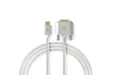 HDMI Kabel | HDMI Connector | DVI-D 24+1-Pins Male | 2560x1600 | Verguld | 2.00 m | Recht | Gevlochten | Zilver | Cover Window Box