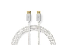 DisplayPort-Kabel | DisplayPort Male | DisplayPort Male | 8K@60Hz | Verguld | 2.00 m | Rond | Gevlochten | Zilver | Cover Window Box