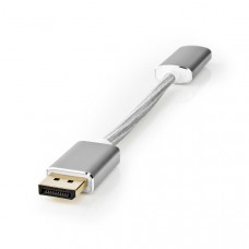 DisplayPort-Kabel | DisplayPort Male | HDMI Output | 4K@60Hz | Verguld | 0.20 m | Rond | Gevlochten | Zilver | Cover Window Box