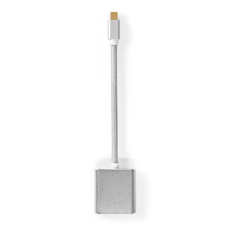 Mini DisplayPort-Kabel | DisplayPort 1.2 | Mini-DisplayPort Male | DVI-D 24+1-Pins Female | 21.6 Gbps | Verguld | 0.20 m | Rond | Gevlochten | Zilver | Cover Window Box