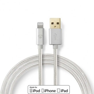 Lightning Kabel | USB 2.0 | Apple Lightning 8-Pins | USB-A Male | 480 Mbps | Verguld | 1.00 m | Rond | Gevlochten / Nylon | Aluminium | Cover Window Box