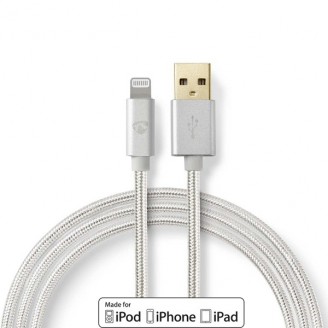 Lightning Kabel | USB 2.0 | Apple Lightning 8-Pins | USB-A Male | 480 Mbps | Verguld | 2.00 m | Rond | Gevlochten / Nylon | Aluminium | Cover Window Box