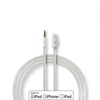 Lightning-Adapter | Apple Lightning 8-Pins | 3,5 mm Male | Verguld | 1.00 m | Rond | Nylon