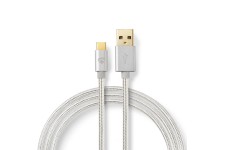 USB-Kabel | USB 2.0 | USB-A Male | USB-CT Male | 480 Mbps | Verguld | 1.00 m | Rond | Gebreid / Nylon | Aluminium | Cover Window Box