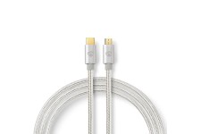 USB-Kabel | USB 2.0 | USB-CT Male | USB Micro-B Male | 10 W | 480 Mbps | Verguld | 2.00 m | Rond | Gevlochten / Nylon | Aluminium | Cover Window Box