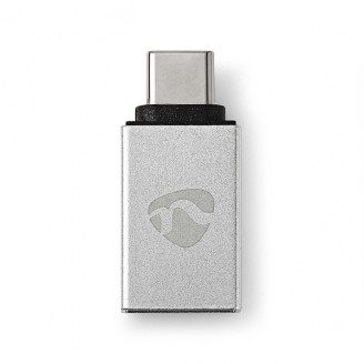 USB-CT Adapter | USB 3.2 Gen 1 | USB-CT Male | USB-A Female | 5 Gbps | Rond | Vernikkeld | Zilver | Cover Window Box