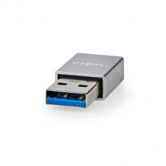 USB-A Adapter | USB 3.2 Gen 1 | USB-A Male | USB-CT Female | 5 Gbps | Rond | Vernikkeld | Zilver | Cover Box