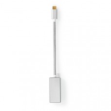 USB-CT Adapter | USB 3.2 Gen 1 | USB-CT Male | DisplayPort Female | 0.20 m | Rond | Verguld | Gevlochten / Nylon | Zilver | Cover Window Box