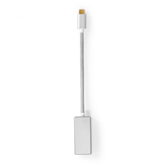 USB-CT Adapter | USB 3.2 Gen 1 | USB-CT Male | DisplayPort Female | 0.20 m | Rond | Verguld | Gevlochten / Nylon | Zilver | Cover Window Box