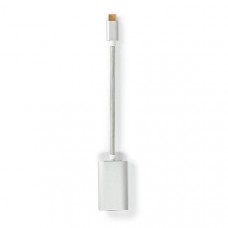 USB-CT Adapter | USB 3.2 Gen 1 | USB-CT Male | Mini DisplayPort Female | Power delivery | 0.20 m | Rond | Verguld | Gevlochten / Nylon | Zilver | Cover Window Box