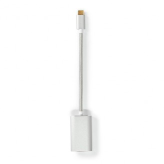 USB-CT Adapter | USB 3.2 Gen 1 | USB-CT Male | Mini DisplayPort Female | Power delivery | 0.20 m | Rond | Verguld | Gevlochten / Nylon | Zilver | Cover Window Box