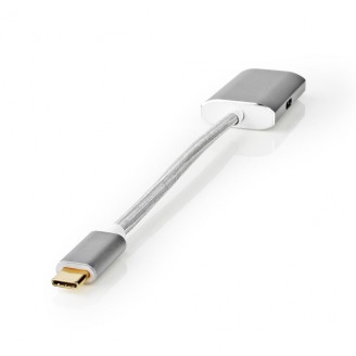 USB-CT Adapter | USB 3.2 Gen 1 | USB-CT Male | HDMI Output | 4K@60Hz | Power delivery | 0.20 m | Rond | Verguld | Gevlochten / Nylon | Zilver | Cover Window Box
