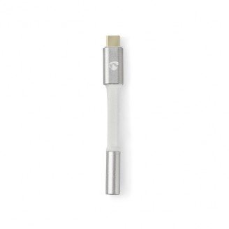 USB-CT Adapter | USB 2.0 | USB-CT Male | 3,5 mm Female | 0.08 m | Rond | Verguld | Gevlochten / Nylon | Wit / Zilver | Cover Window Box