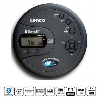 Draagbare Bluetooth CD-MP3-speler met antishock Zwart