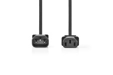 Stroomkabel | IEC-320-C14 | IEC-320-C13 | Recht | Recht | Vernikkeld | 5.00 m | Rond | PVC | Zwart | Label