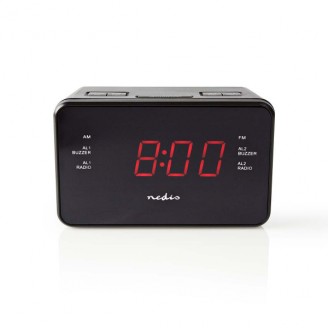 Digitale Wekkerradio | LED-Scherm | 1x 3,5 mm Audio-Input | Tijdprojectie | AM / FM | Snoozefunctie | Slaaptimer | Aantal alarmen: 2 | Zwart