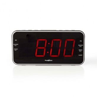 Digitale Wekkerradio | LED-Scherm | 1x 3,5 mm Audio-Input | Tijdprojectie | AM / FM | Snoozefunctie | Slaaptimer | Aantal alarmen: 2 | Zwart