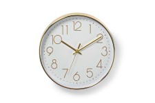 Wandklok | Diameter: 300 mm | Kunststof | Goud / Wit