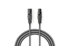 DMX-Adapterkabel | XLR 3-Pins Male | XLR 3-Pins Female | Vernikkeld | 3.00 m | Rond | PVC | Donkergrijs | Kartonnen Sleeve