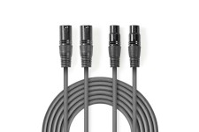 Gebalanceerde Audiokabel | 2x XLR 3-Pins Male | 2x XLR 3-Pins Female | Vernikkeld | 1.50 m | Rond | PVC | Donkergrijs | Kartonnen Sleeve