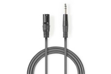 Gebalanceerde Audiokabel | XLR 3-Pins Male | 6,35 mm Male | Vernikkeld | 5.00 m | Rond | PVC | Donkergrijs | Kartonnen Sleeve
