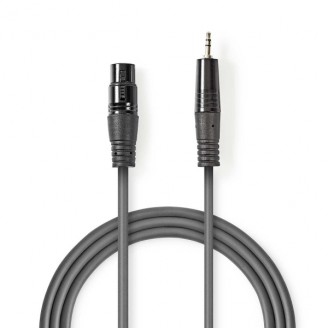 Gebalanceerde Audiokabel | XLR 3-Pins Male | 3,5 mm Male | Vernikkeld | 1.50 m | Rond | PVC | Donkergrijs | Kartonnen Sleeve