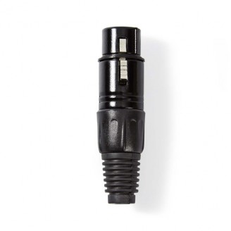 XLR-Connector | Recht | Female | Vernikkeld | Solderen | Diameter kabelinvoer: 5.0 mm | Metaal | Zwart | 1 Stuks | Polybag