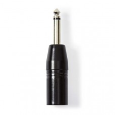 XLR-Adapter | XLR 3-Pins Male | 6,35 mm Male | Vernikkeld | Recht | Metaal | Zwart | 1 Stuks | Polybag