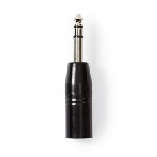 XLR-Adapter | XLR 3-Pins Male | 6,35 mm Male | Vernikkeld | Recht | Metaal | Zwart | 1 Stuks | Polybag