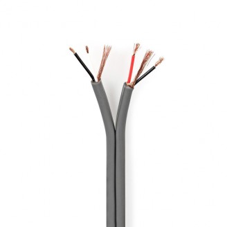 Audiokabel | 4 x 0.16 mmÂ² | Koper | 100.0 m | Rond | PVC | Donkergrijs | Rol