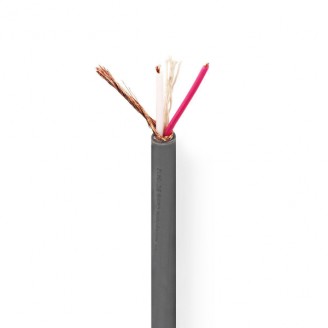 Microfoonkabel | 2 x 0.23 mmÂ² | Koper | 100.0 m | Rond | PVC | Donkergrijs | Rol