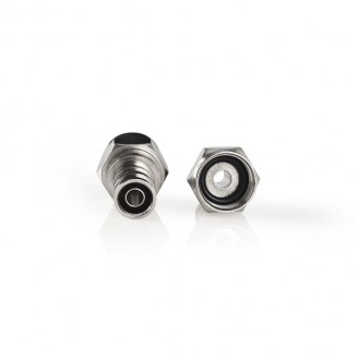 F-Connector | Recht | Male | Vernikkeld | 75 Ohm | Krimp | Diameter kabelinvoer: 5.5 mm | Koper | Zilver | 2 Stuks | Window Box