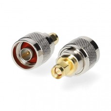 SMA-Adapter | SMA Male | N-Male | Verguld | 50 Ohm | Recht | Koper | Goud / Zilver | 2 Stuks | Doos