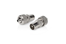 IEC (Coax) Connector | Recht | Male | Vernikkeld | 75 Ohm | Schroef | Diameter kabelinvoer: 7.0 mm | Metaal | Zilver | 2 Stuks | Doos