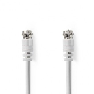 Satelliet- en Antennekabel | F-Male | F-Male | Vernikkeld | 75 Ohm | Dubbel Afgeschermd | 3.00 m | Rond | PVC | Wit | Doos