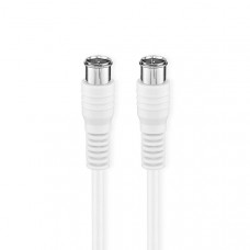 Satelliet- en Antennekabel | F-Male Quick | F-Male Quick | Vernikkeld | 75 Ohm | Dubbel Afgeschermd | 2.00 m | Rond | PVC | Wit | Doos