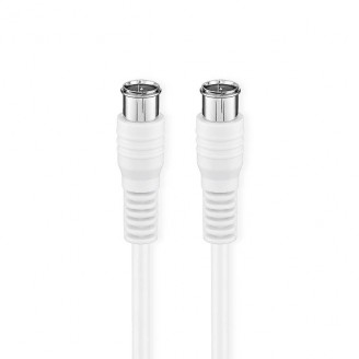 Satelliet- en Antennekabel | F-Male Quick | F-Male Quick | Vernikkeld | 75 Ohm | Dubbel Afgeschermd | 2.00 m | Rond | PVC | Wit | Doos