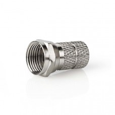 F-Connector | Recht | Male | Vernikkeld | 75 Ohm | Twist-On | Diameter kabelinvoer: 7.0 mm | Zink Legering | Zilver | 5 Stuks | Doos