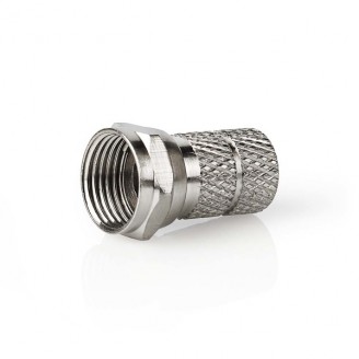 F-Connector | Recht | Male | Vernikkeld | 75 Ohm | Twist-On | Diameter kabelinvoer: 7.0 mm | Zink Legering | Zilver | 5 Stuks | Doos