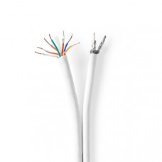 IEC (Coax) CAT6 Combikabel op rol | RG58 | 75 Ohm | Dubbel Afgeschermd | ECA | 25.0 m | Rond | Wit | Gift Box