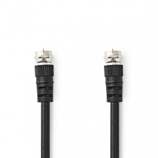 Satelliet- en Antennekabel | F-Male | F-Male | Vernikkeld | 75 Ohm | Dubbel Afgeschermd | 1.50 m | Rond | PVC | Zwart | Label