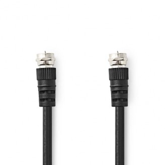 Satelliet- en Antennekabel | F-Male | F-Male | Vernikkeld | 75 Ohm | Dubbel Afgeschermd | 1.50 m | Rond | PVC | Zwart | Label