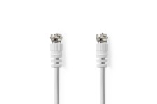 Satelliet- en Antennekabel | F-Male | F-Male | Vernikkeld | 75 Ohm | Dubbel Afgeschermd | 3.00 m | Rond | PVC | Wit | Label