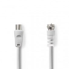 Satelliet- en Antennekabel | F-Male | IEC (Coax) Male | Vernikkeld | 30 dB | 75 Ohm | Dubbel Afgeschermd | 3.00 m | Rond | PVC | Wit | Envelop