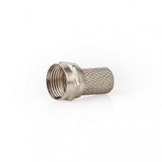 F-Connector | Recht | Male | Vernikkeld | 75 Ohm | Twist-On | Diameter kabelinvoer: 7.5 mm | Zink Legering | Zilver | 25 Stuks | Polybag