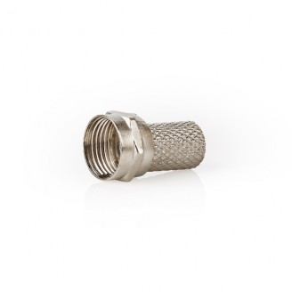 F-Connector | Recht | Male | Vernikkeld | 75 Ohm | Twist-On | Diameter kabelinvoer: 7.5 mm | Zink Legering | Zilver | 25 Stuks | Polybag