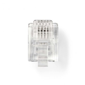 Telecom-Connector | Type Aansluiting: RJ11 | Recht | Connectorplating: Goud Verguld | PVC | Transparant