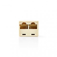 Telecom-Netwerksplitter | RJ45 Female | 2x RJ45 Female | Vernikkeld | Ivoor | PVC | Doos