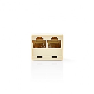 Telecom-Netwerksplitter | RJ45 Female | 2x RJ45 Female | Verguld | Ivoor | PVC | Doos