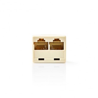 Telecom-Netwerksplitter | RJ45 Female | 2x RJ45 Female | Vernikkeld | Ivoor | PVC | Doos